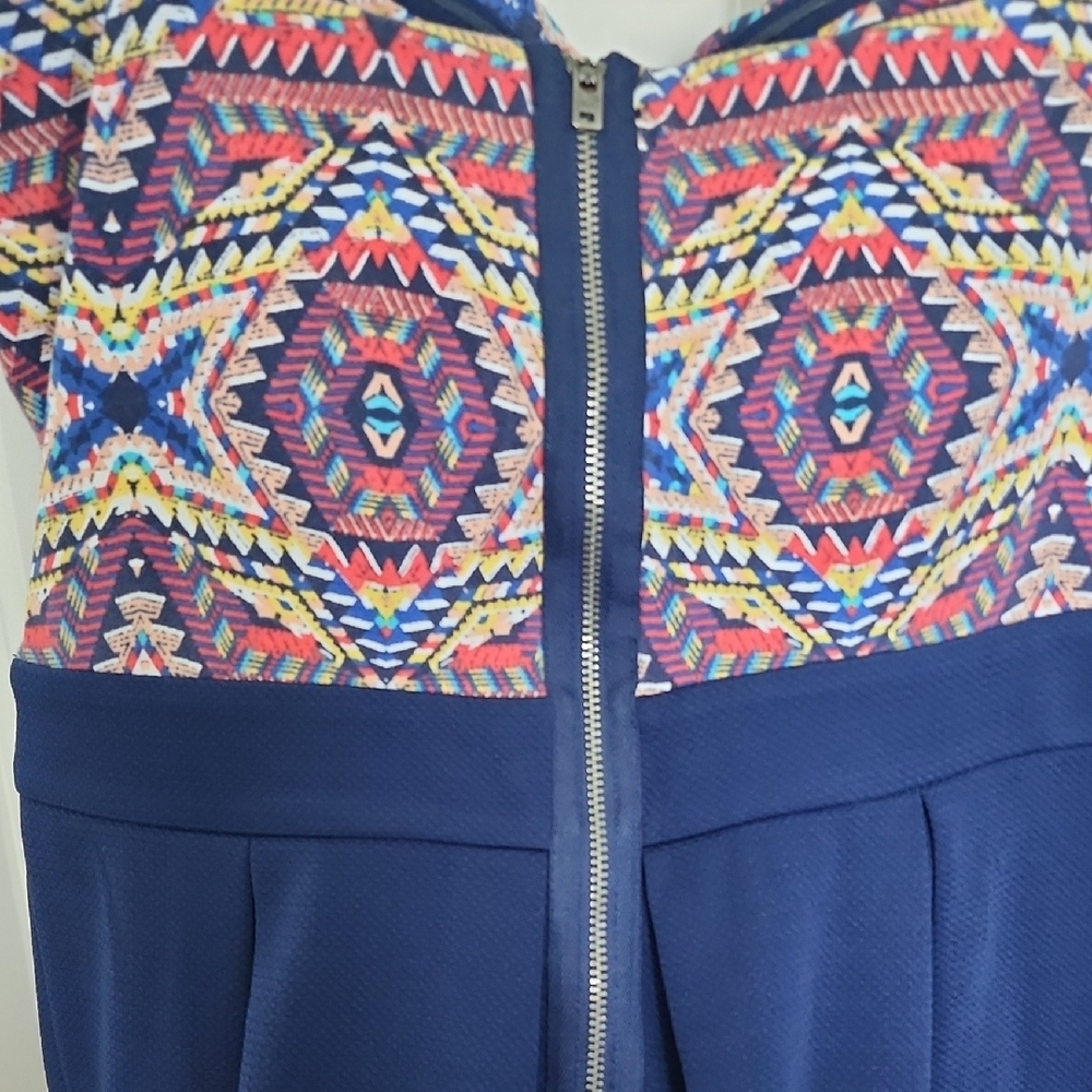 Xhilaration Strapless Dress with Pink Geometric Top and Navy Skirt - Picture 4 of 6